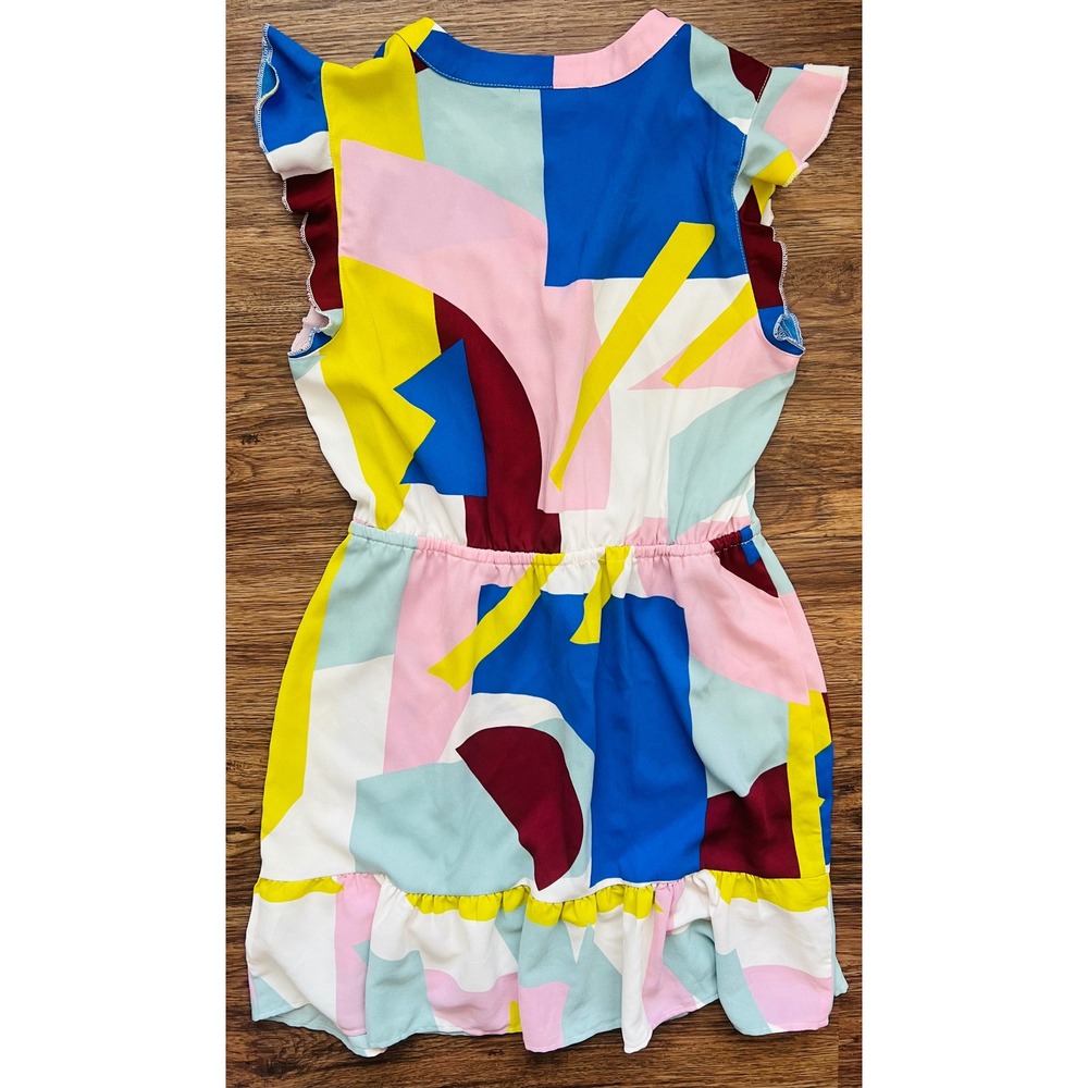 ModCloth Womens Abstract Geometric Print Ruffle Mini Dress Multi-Color Size L - Picture 7 of 7